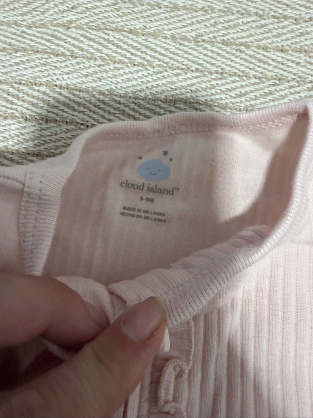 cloud island Light Pink Ribbed Footed One-Piece with Ruffle Trim - Picture 3 of 3